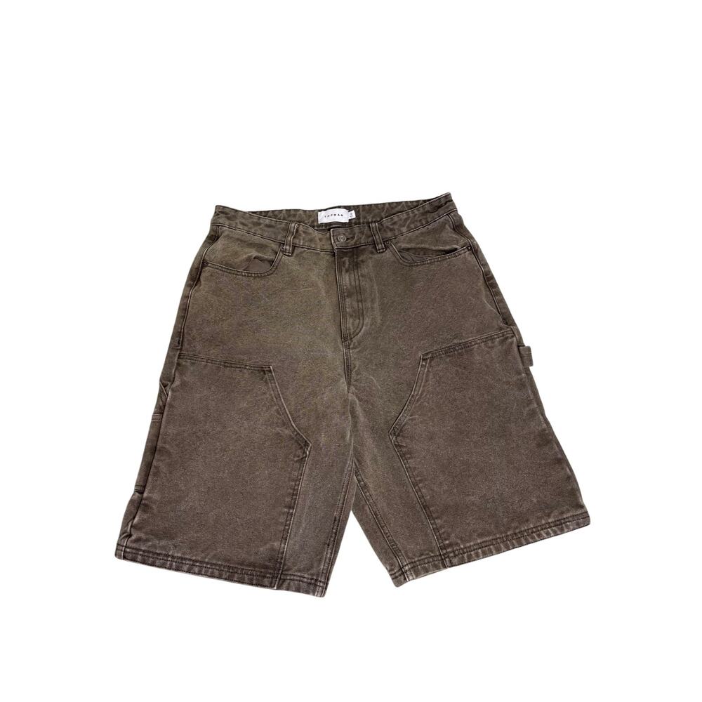 Topman Brown Double Knee Carpenter Denim Shorts